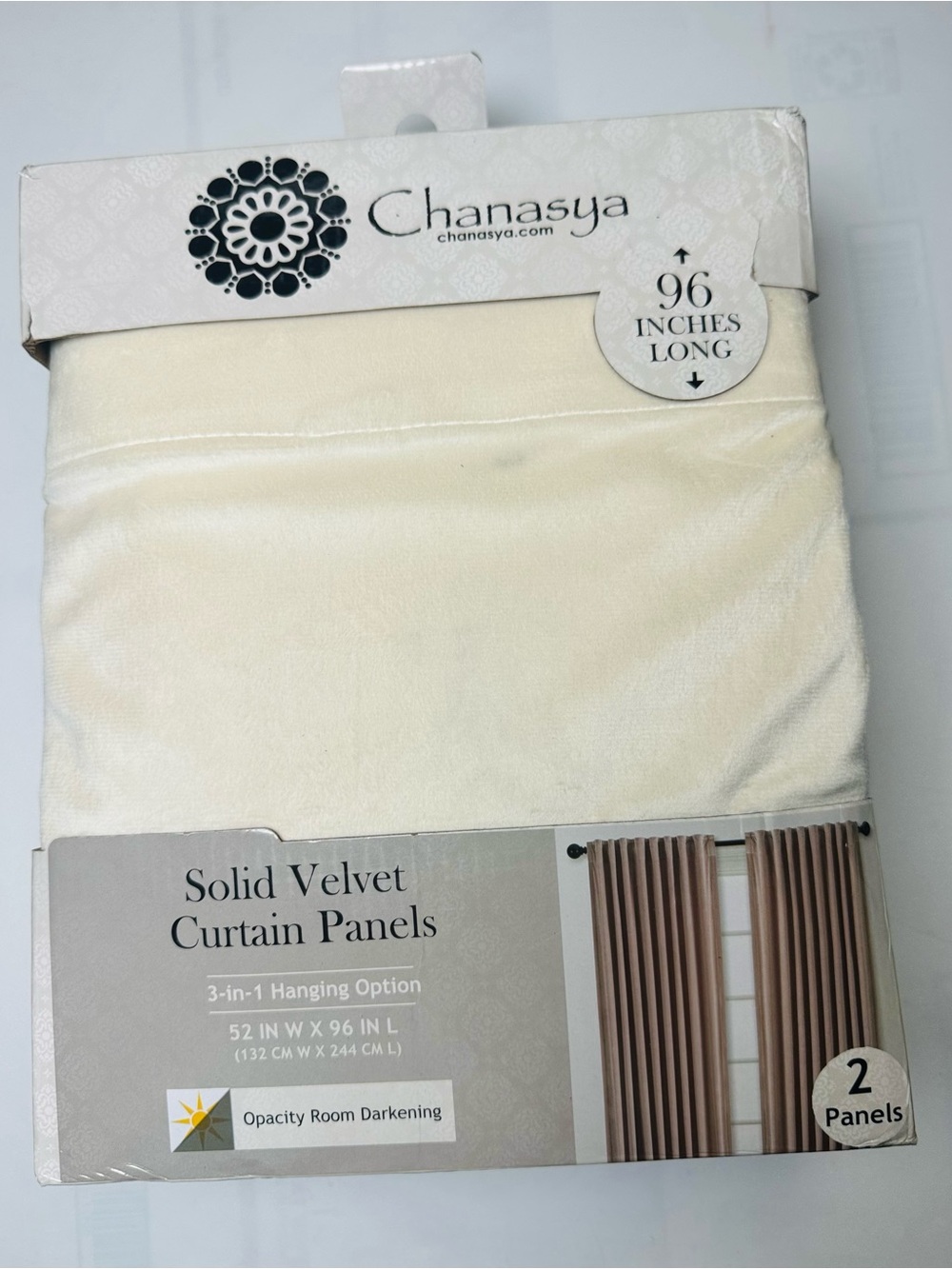 Chanasya Solid Velvet Curtain Panels - tusk color